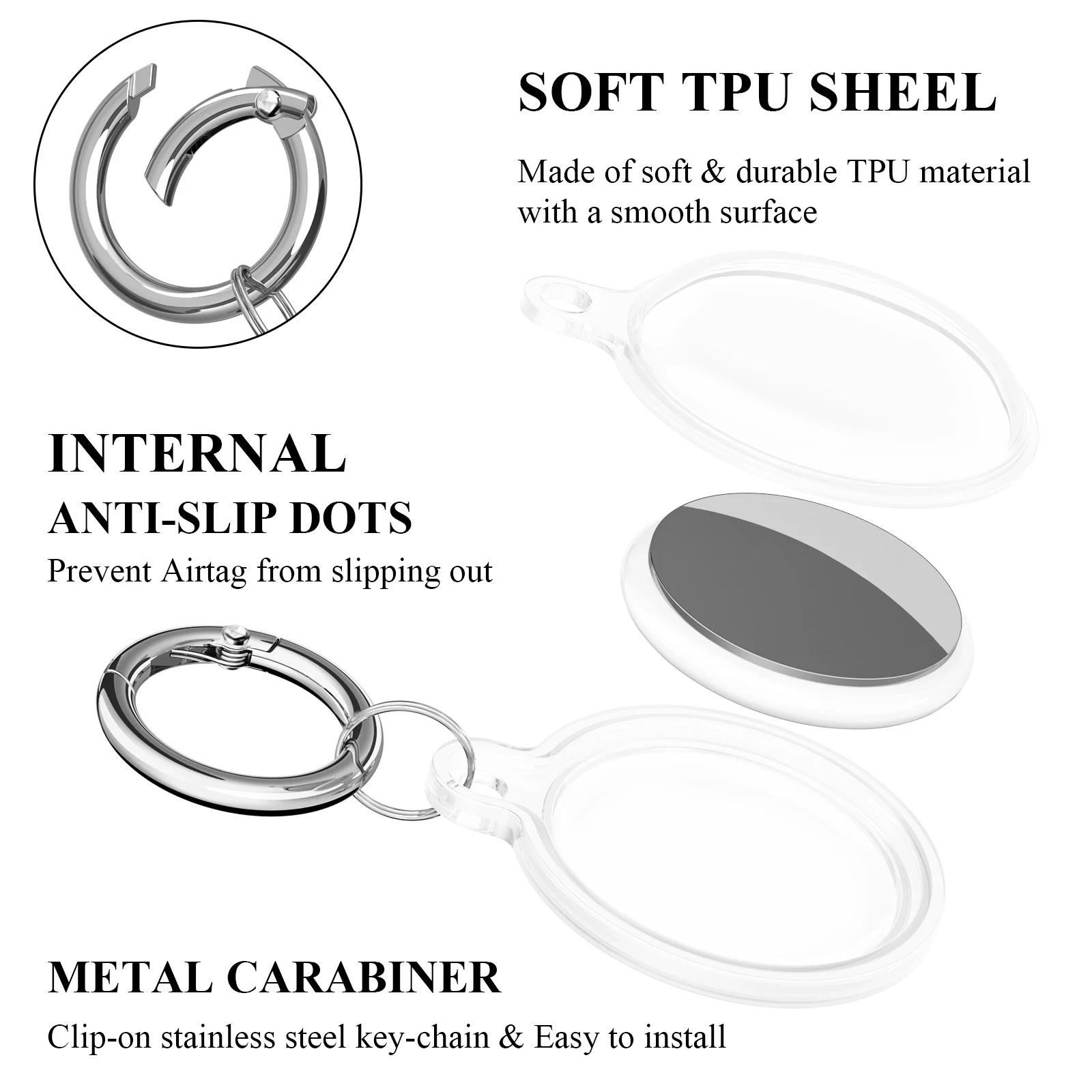 Airtag Waterproof Case Transparent TPU Case Airtag Holder Anti Lost Keychain For Luggage Backpack Kids Pet Collar Key Tracker