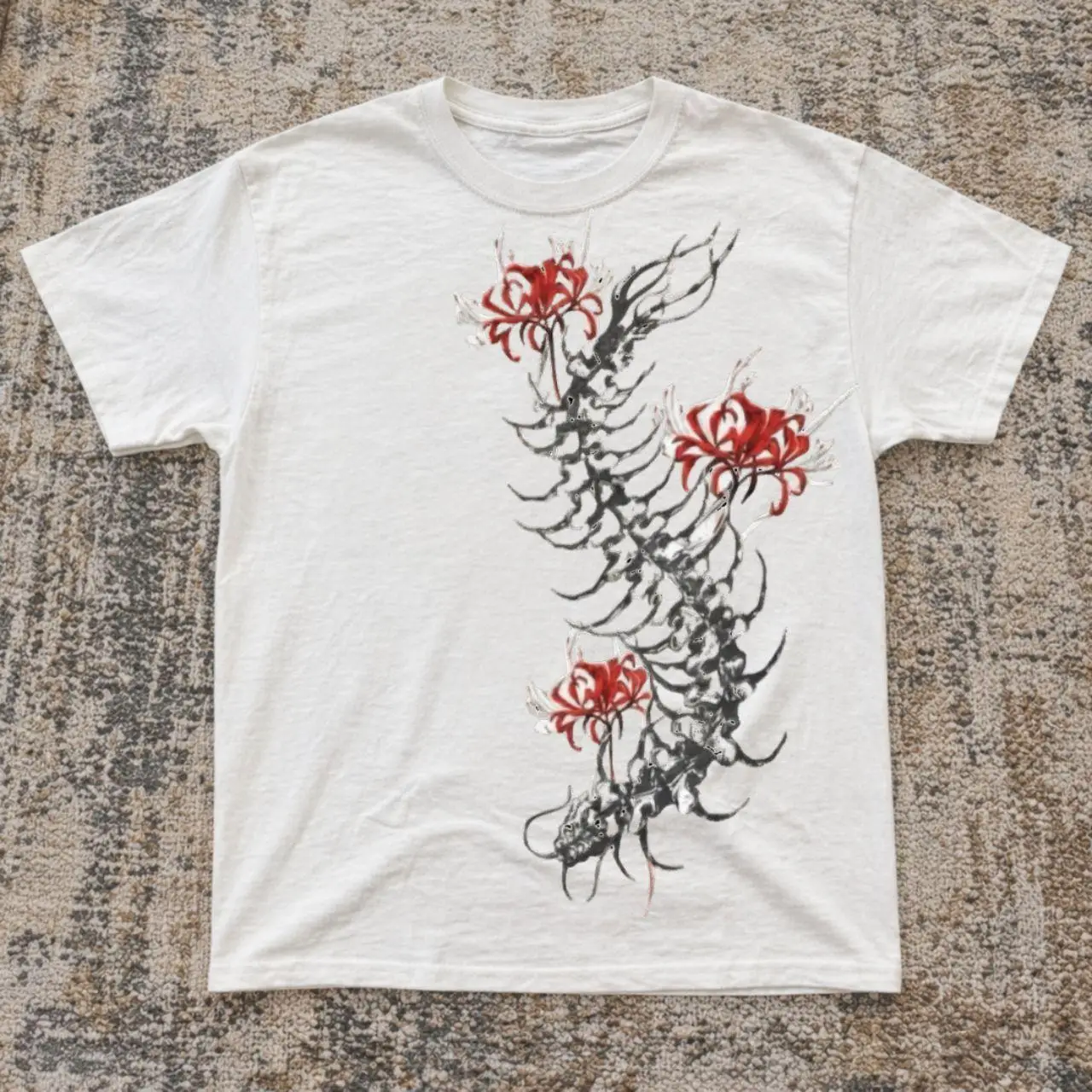 Women White T Shirt Japanese Style Tiger Cherry Blossom Art Graphic Print Short Sleeve Crew Neck Casual Vintage Ladies Tee