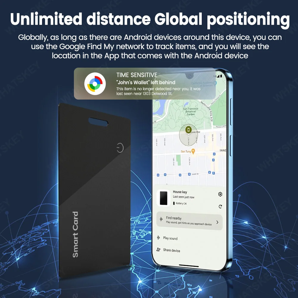 Google Find My Wallet Tracker Card For Android-Ultra Thin Bluetooth Smart Tag Wireless Rechargeable For Wallet And Luggage Anti view 5