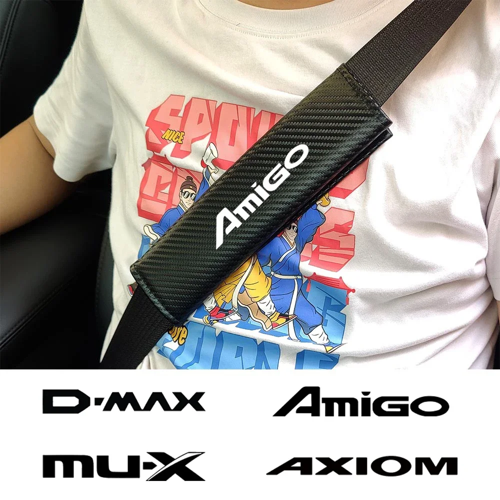 Carbon Fiber Car Seat Belt Cover Pads For Isuzu AMIGO Axiom D-MAX MU-X Panther Pickup Truck Rodeo 4WD Wasp VGS 4X4 Accessories