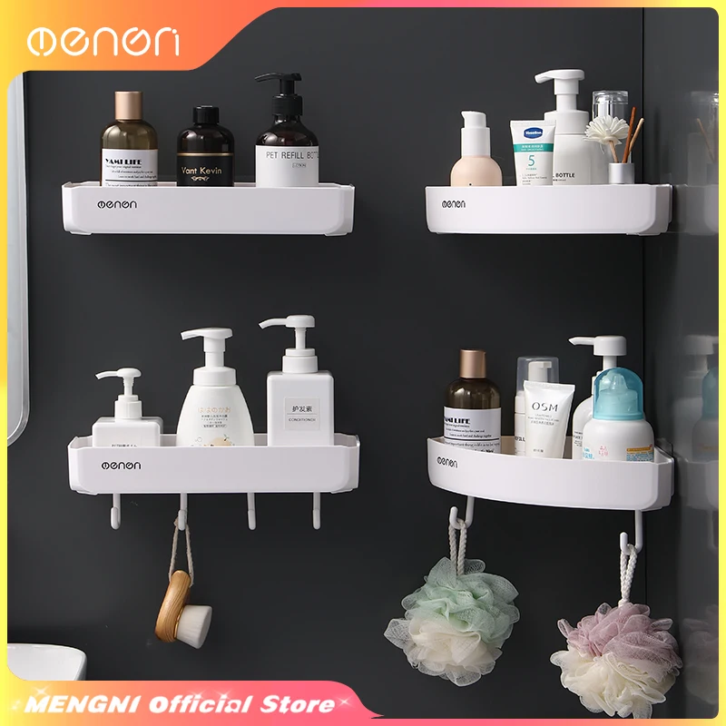 MENGNI Bathroom Shelf Kitchen Storage Organizer Shampoo Rack Shower Shelf Bathroom Accessories No Drill Shelf