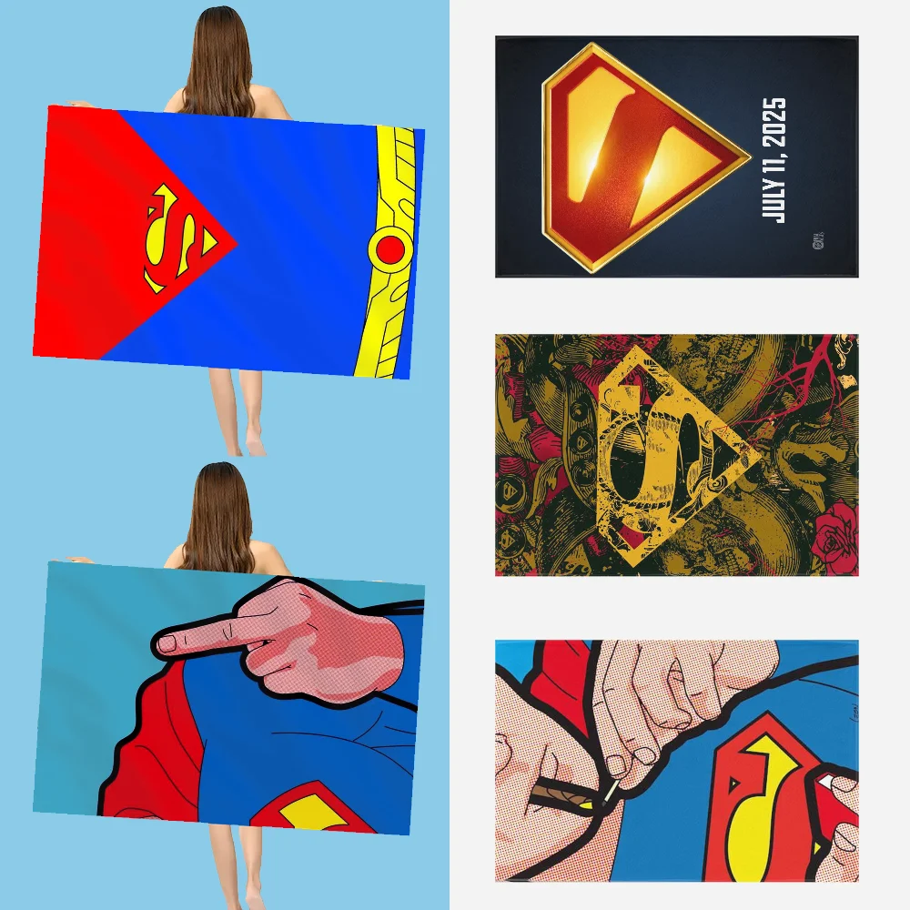 Logo S-Superman  Towel  Microfiber, absorbent, quick-drying, soft, workout, yoga, swimming, mountaineering, resort, beach towel