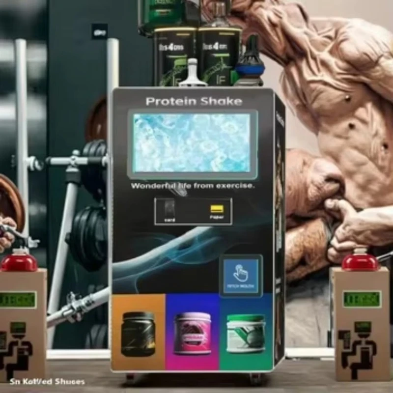 Multi-silo Protein Vending Machine, Independent Mixing & Self-cleaning Touch Screen Beverage Dispenser for Gym Energy Supply