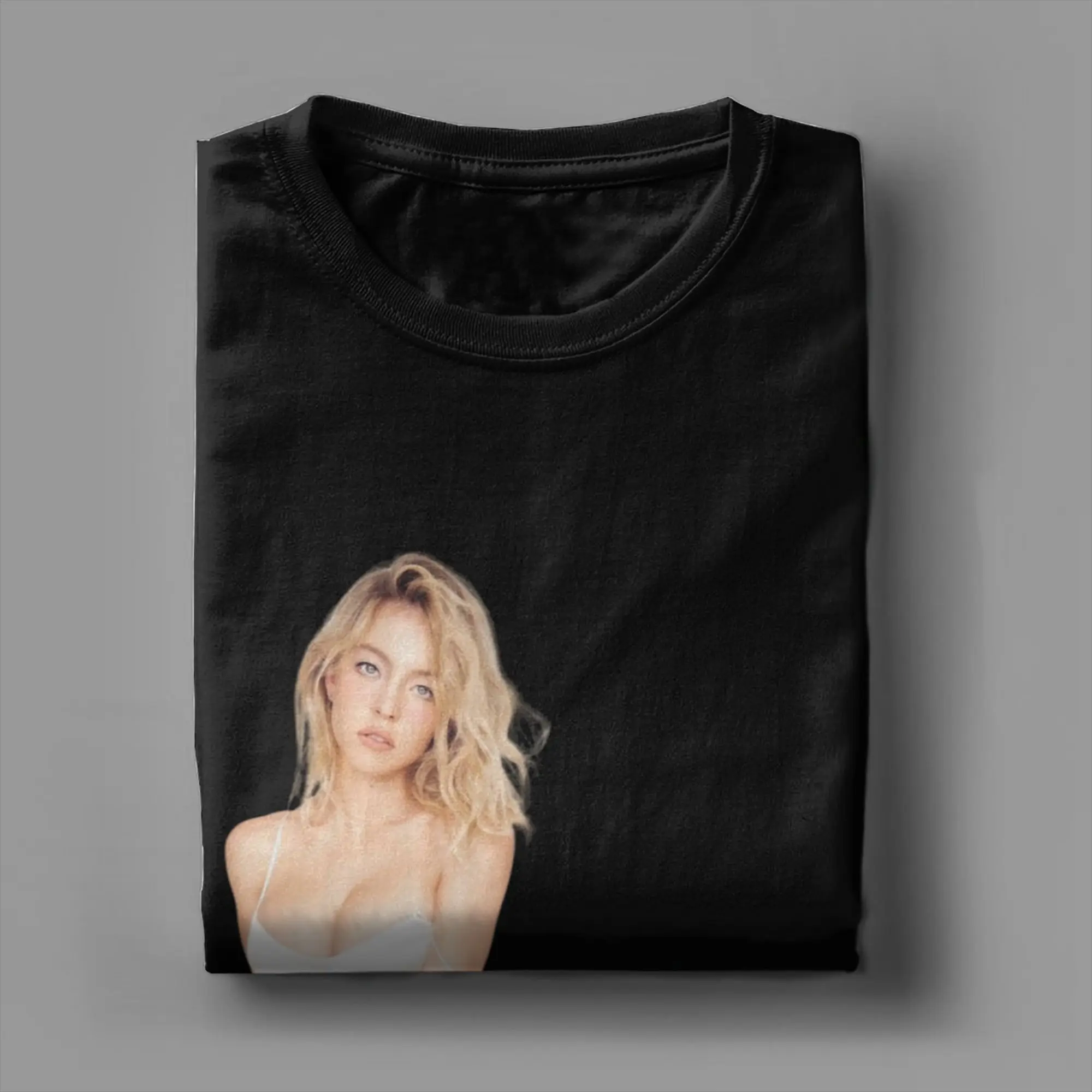 سيدني سويني الممثلة الأمريكية تي شيرت الذكور الشارع الشهير تي شيرتات قطن الصيف س الرقبة العصرية كول تيز تصميم بلايز كبيرة الحجم