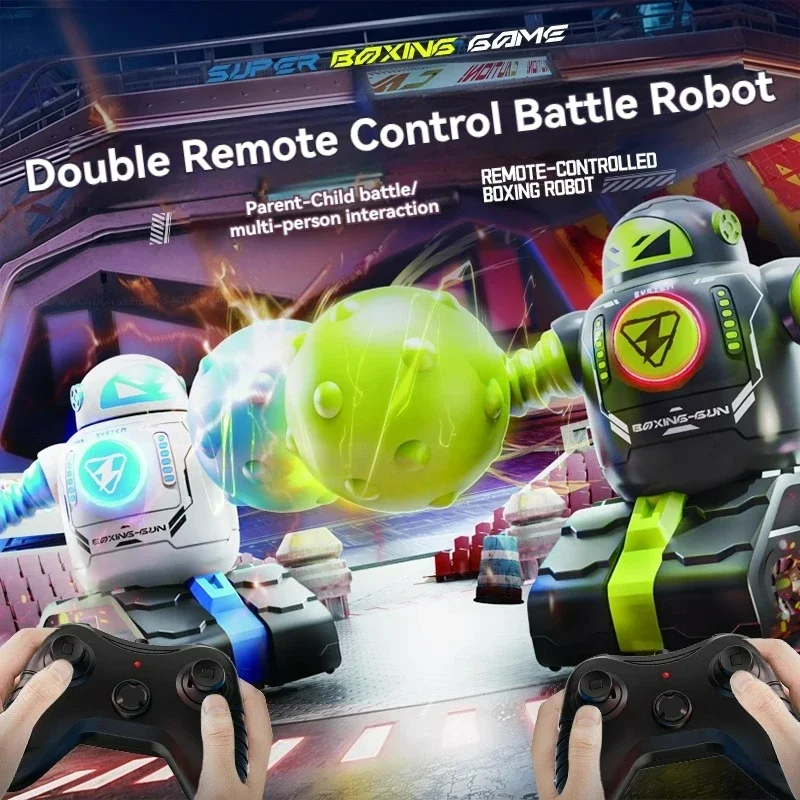 2.4G RC gevechtsrobot - boksvechtrobot met licht en geluid, humanoïde speelgoed met afstandsbediening voor jongens, dubbele controller