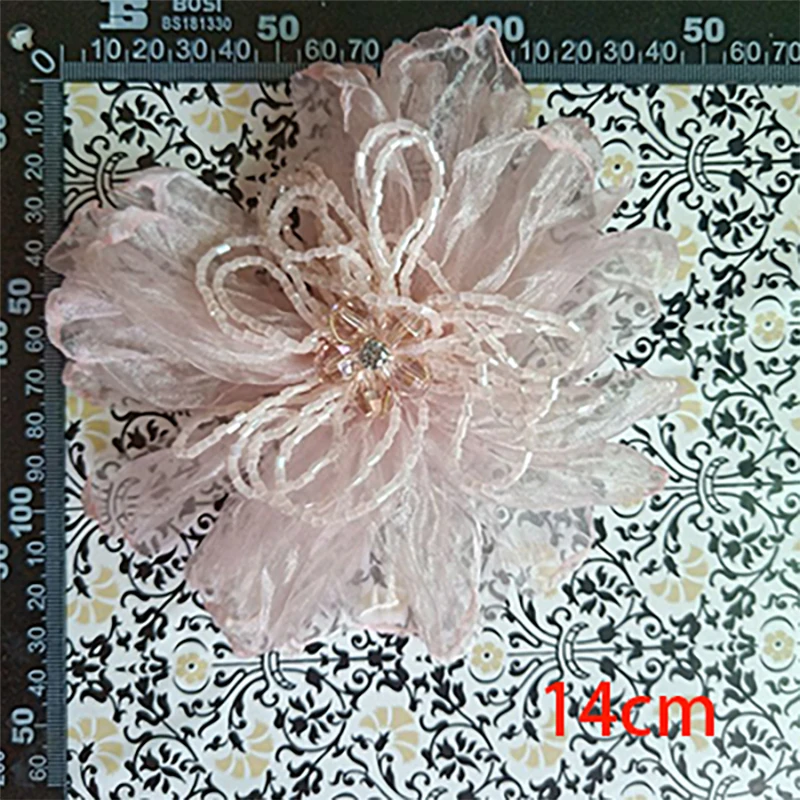 1Pc Handmade Embroidery Flower Patch Fabric Beaded Sewing Repair For Wedding Dress Suit Decoration