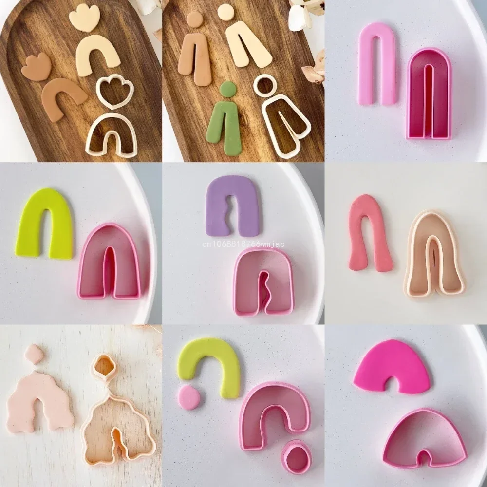 Simple Geometric Polymer Clay Molds U-Shape Arch Shaped Clay Cutters Embossing Molds DIY Jewelry Earring Pendant Making Tools