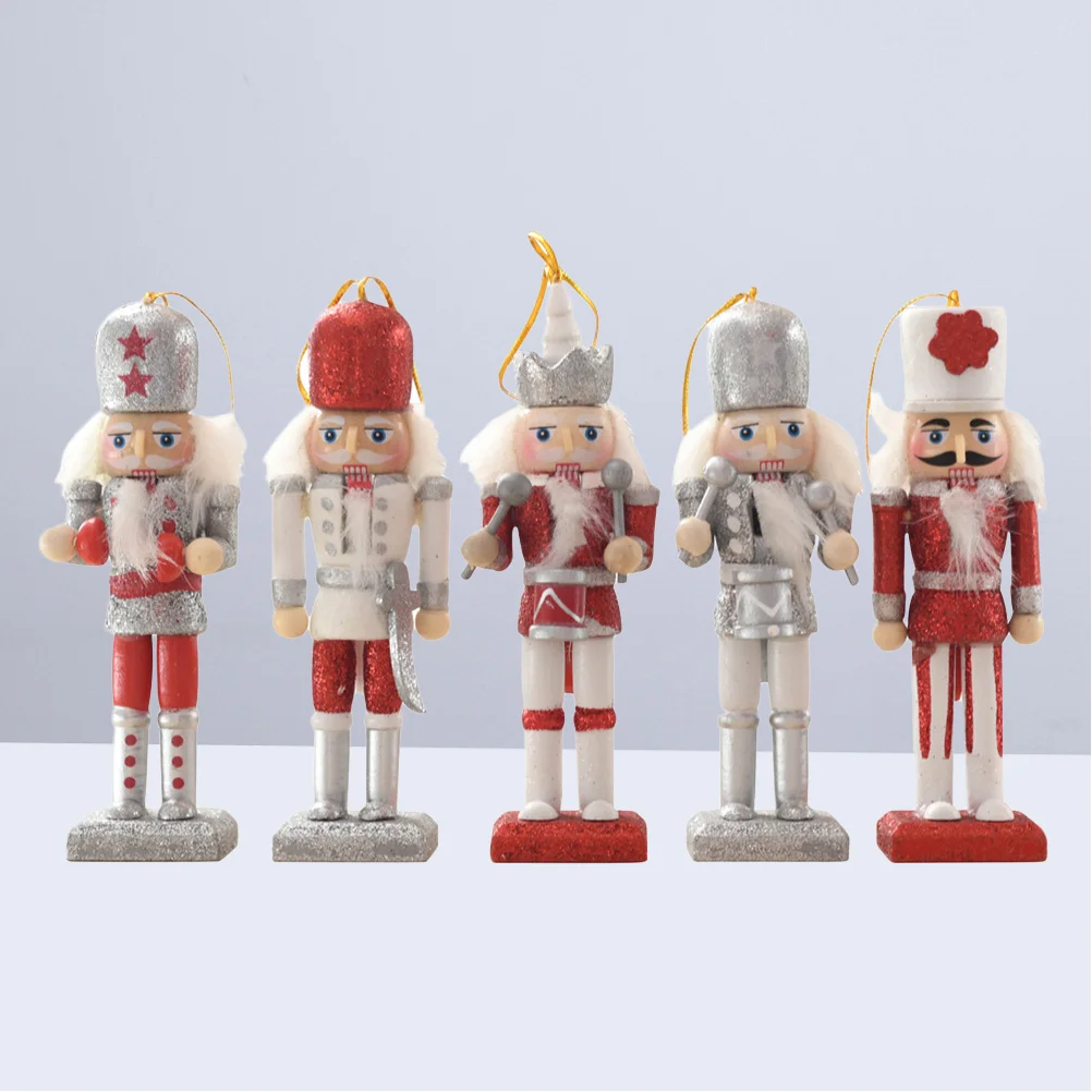 

1Set Premium Walnut Wooden Soldier Ornament Creative Christmas Desktop Hanging Pendant Decoration for Home Office Backpack