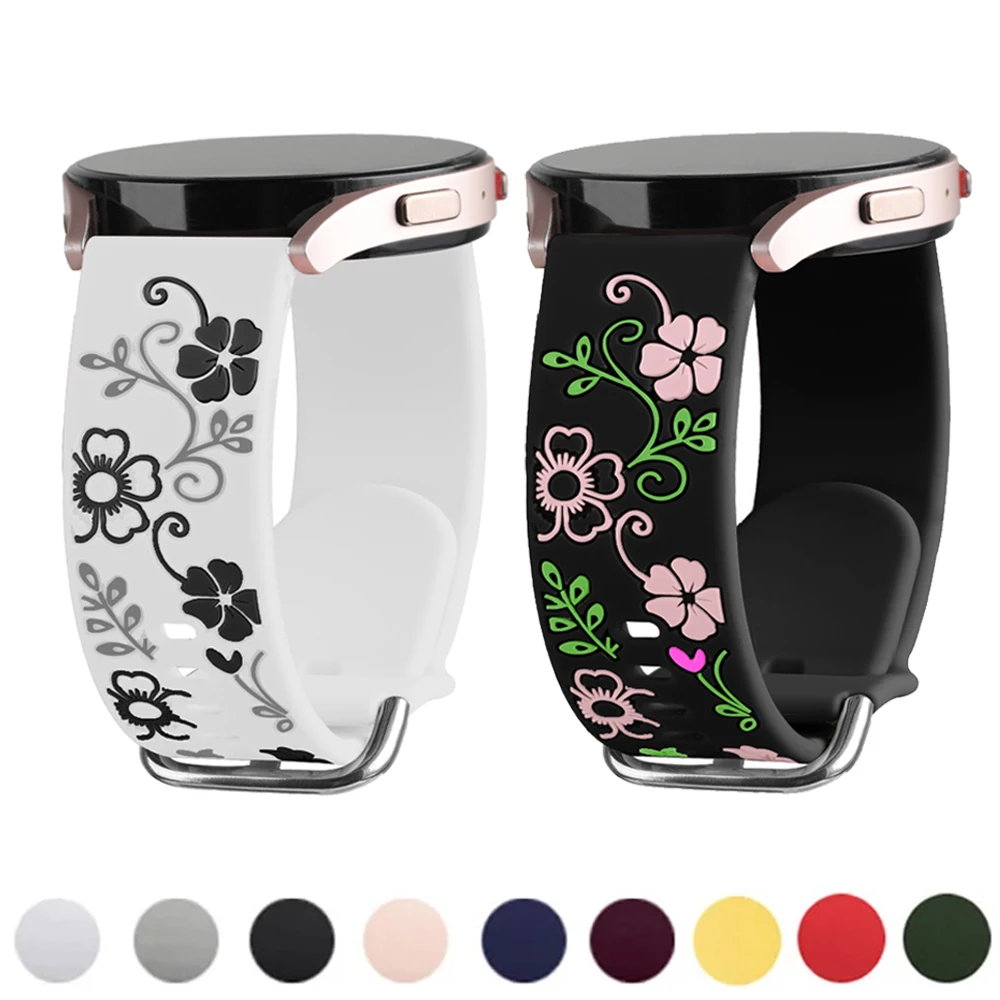 

Floral Engraved Straps For Samsung Galaxy Watch 7 FE 6 4 classic 5 pro 3 Active 2 Bracelet Huawei gt 3 2 2e 42mm 20mm watch band
