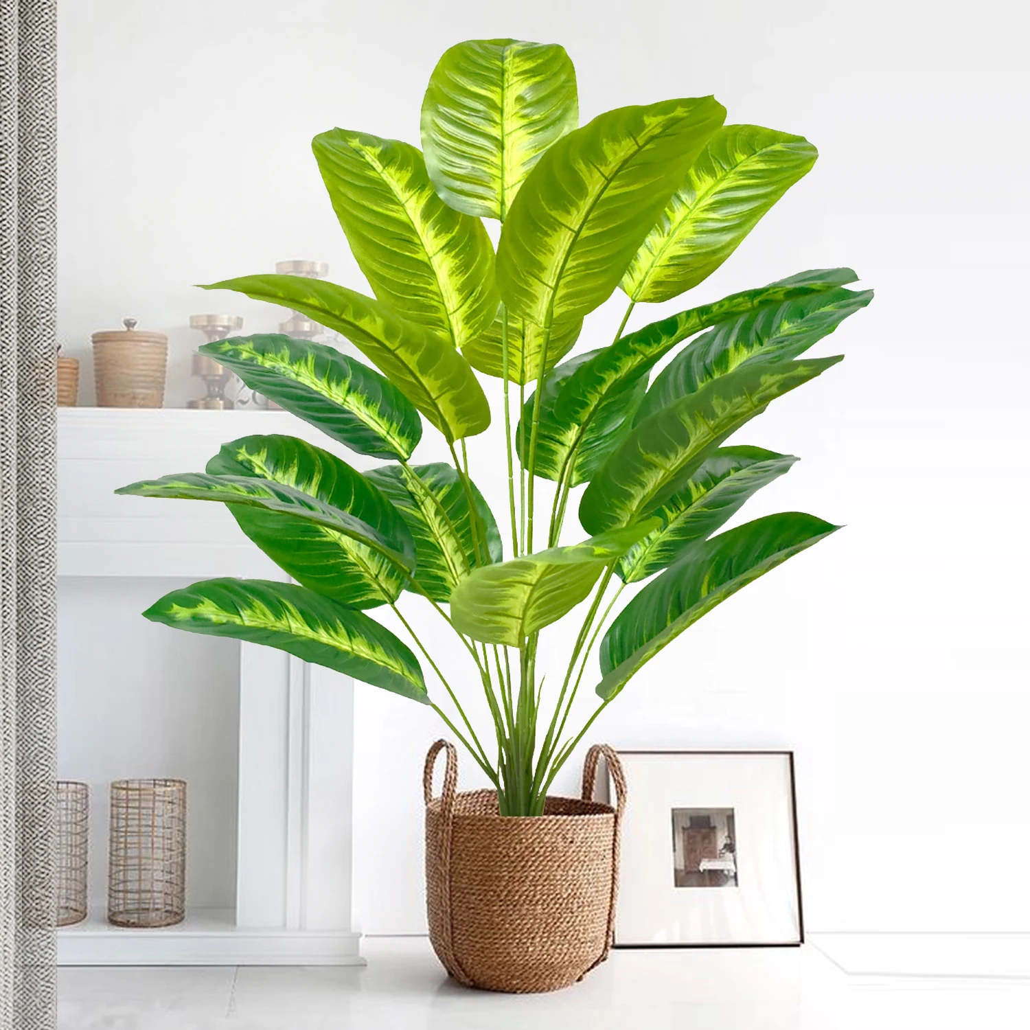 90cm 24 Leaf Large Tropical Palm Tree Fake Banana Plant Leaves Real Touch Strelitzia Reginae Plastic Plant for Home Garden