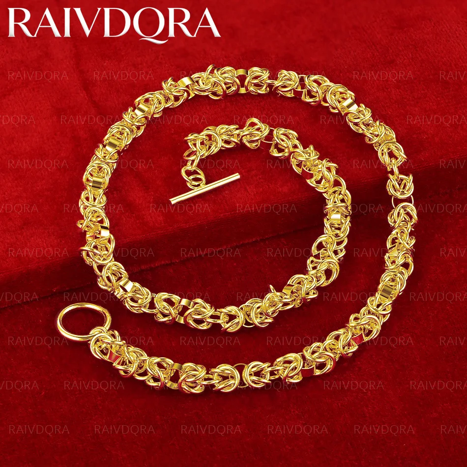 18K Gold Plated 45cm Circle Chain Necklace For Men and Women Fashion Jewelry Exquisite Trend Party Engagement Wedding Gift view 3