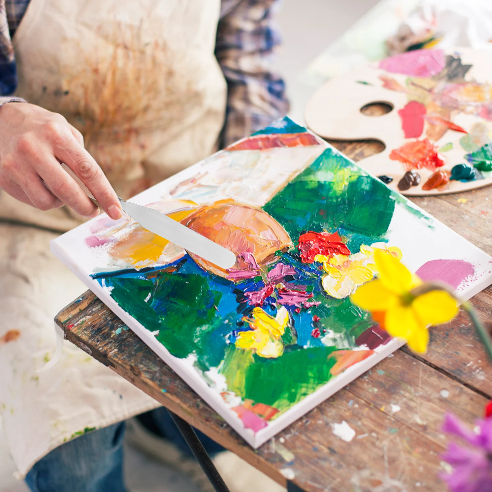 

Oil Paint Scraper Painting Spatula Scrapers Palette Knife Bamboo Premium Material