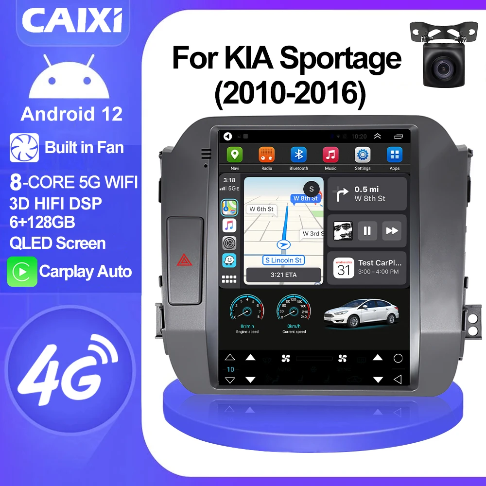CAIXI GX9 Pro 4G For Kia Sportage 3 SL 2010-2016 Tesla style Car Radio Multimedia Video Player 2 din Android Carplay Auto GPS