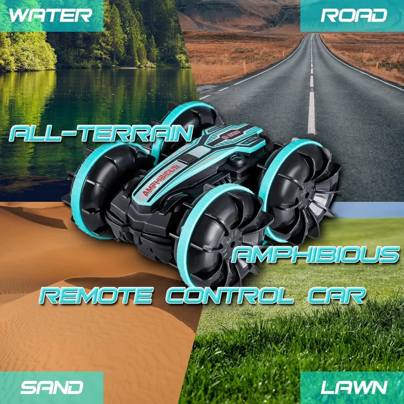 Ferngesteuertes Auto für Jungen, 8–12, wasserdichtes RC-Auto für Kinder von 3–5 Jahren, 4WD Monster Truck, Stunt-Auto, 2,4 GHz, ferngesteuertes Boot, All Terr