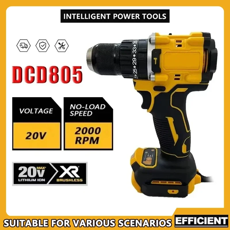DCD805 Fit DEWALT Brushless Impact Drill Cordless Electric Driver Multi-Function Hand Drill Variable Speed Powerful ElectricTool