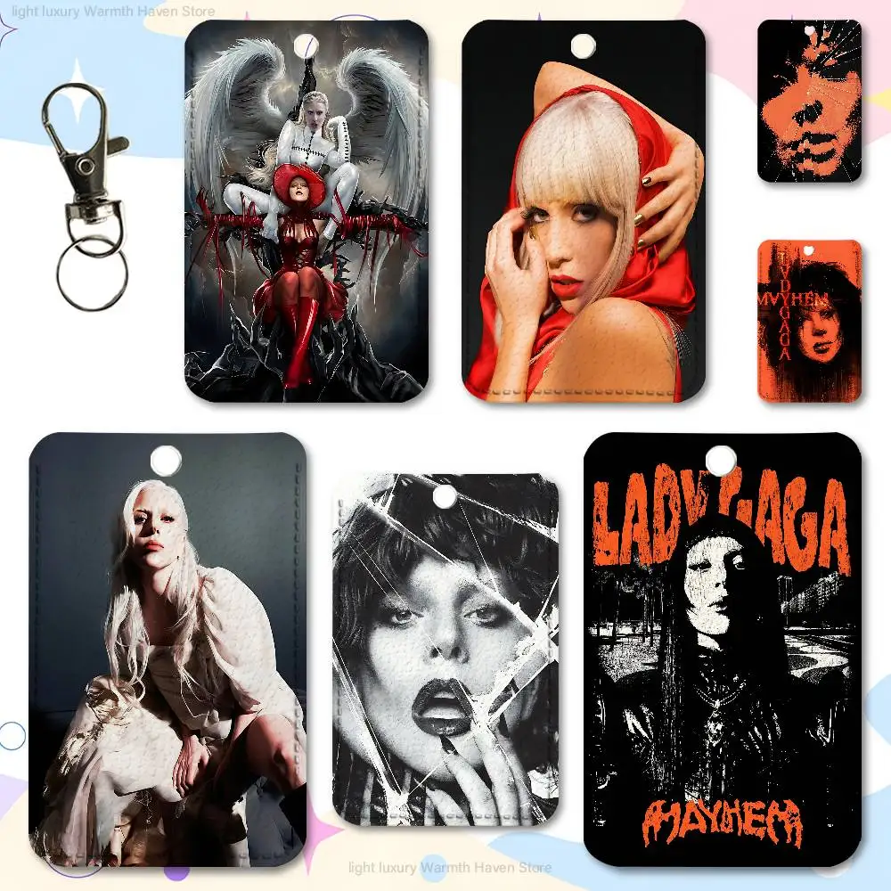 

L-Lady G-Gaga Mayhem Cute Cartoon Card Keychain Anime Fashion Pendant Bag ID Door Card Case Bus Card