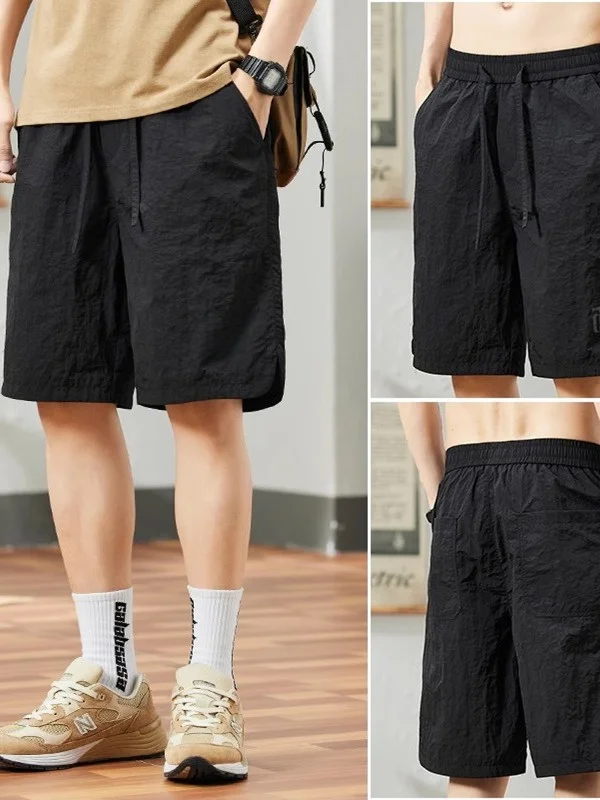 

Ice Silk Qui Dry orts Men's Summer Outdoor Sports Running Cool Casual Loose Beach Five-Quarter Pants Mid-Length
