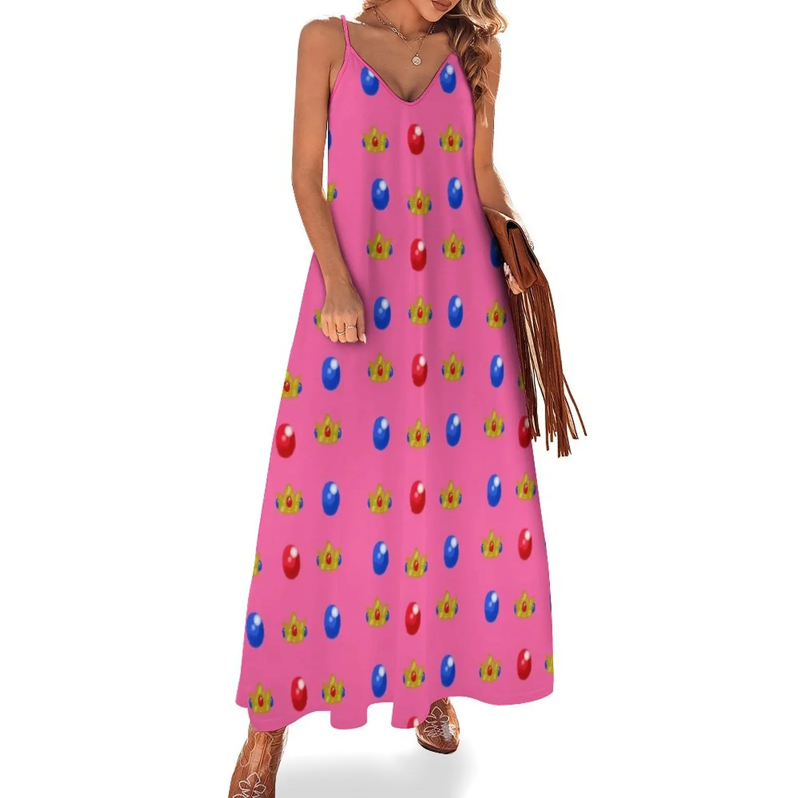 

Peachy Princess Pattern Sleeveless Dress elegant party dress for women 2024 Dress vintage Dresses Woman dresses