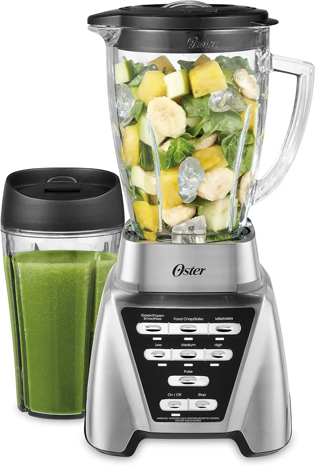 1200W Smoothie Blender with Glass Jar & 24oz To-Go Cup, 7 Speeds, Brushed Nickel