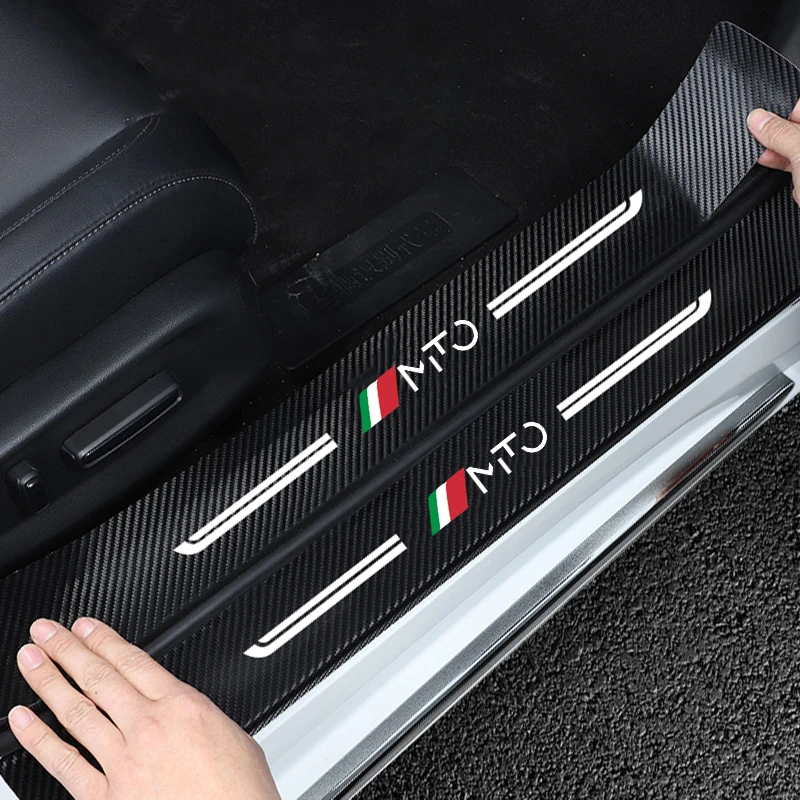 Car Door Sill Scuff Plate Carbon Fiber Threshold Protector Stickers Trunk Tail Door Entry Pedal Guards for Alfa Romeo MITO Logo