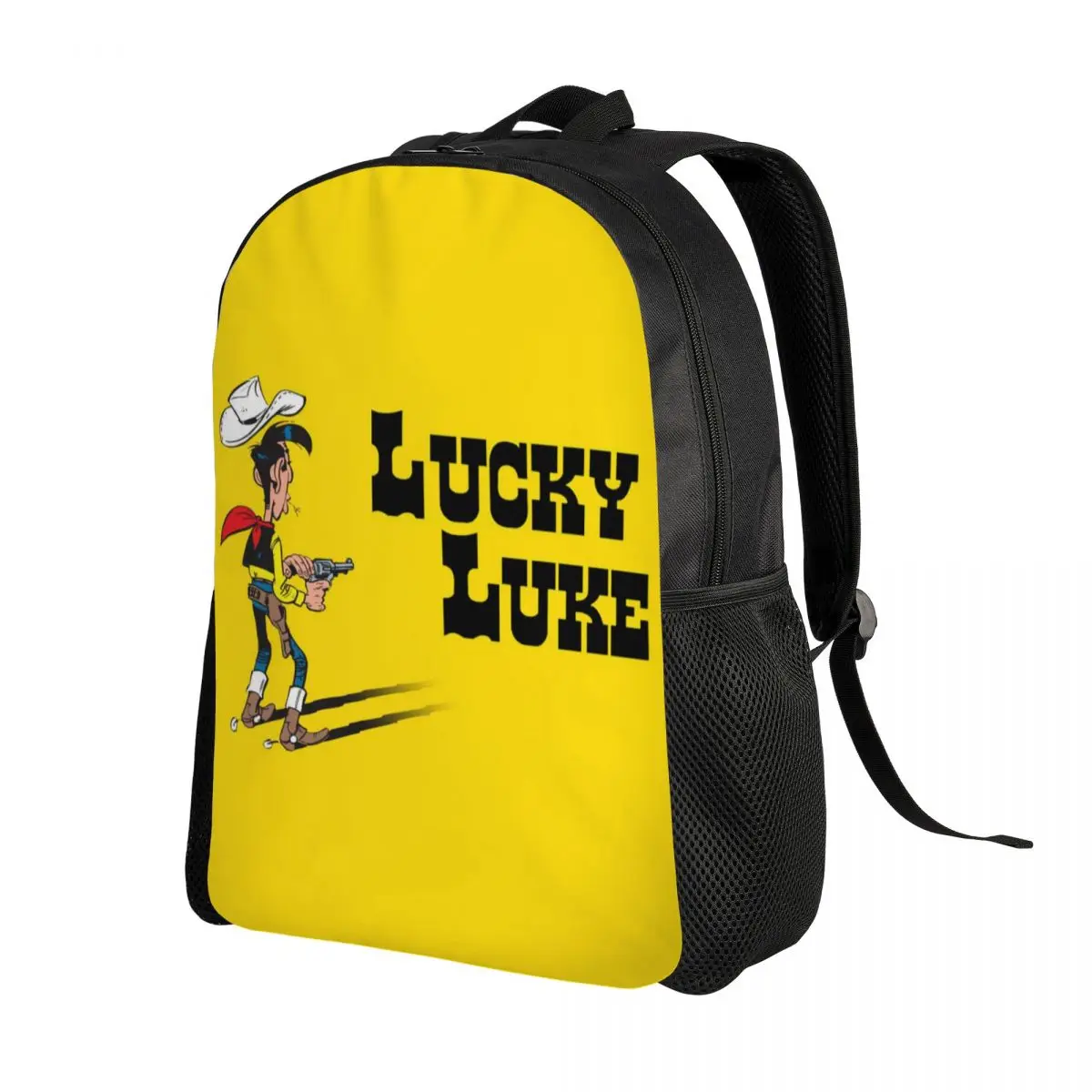 Customized Lucky Luke Backpacks Women Men Casual Bookbag for College School Classic Comics Bags