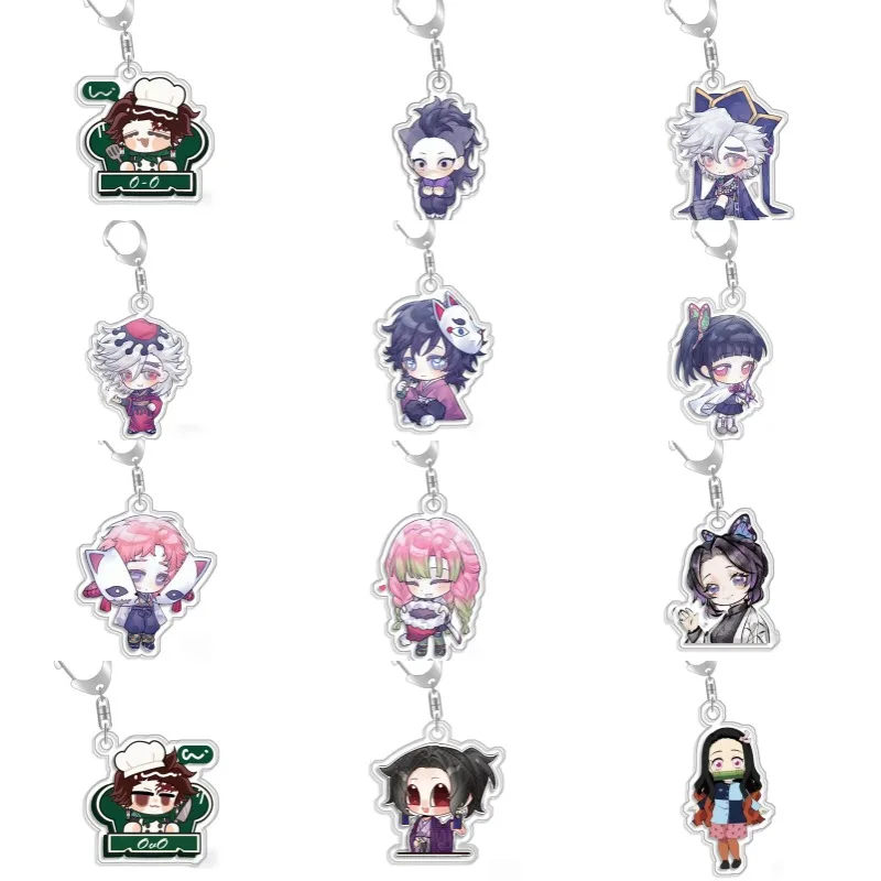 Llavero de acrílico de anime Demon Slayer: Kimetsu no Yaiba con Tanjiro Kamado, Giyu Tomioka, Shinobu Kocho, regalo para amigo, regalo de cumpleaños