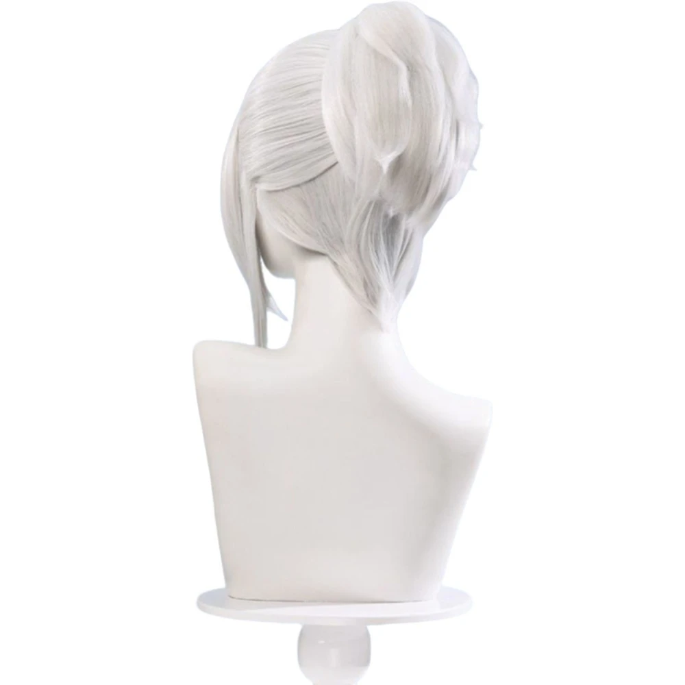 Valorant Jett Cosplay Wig Integrated Ponytail Wig with Simulated Scalp Top Rose Net Heat Resistant Synthetic Fiber Wig Halloween