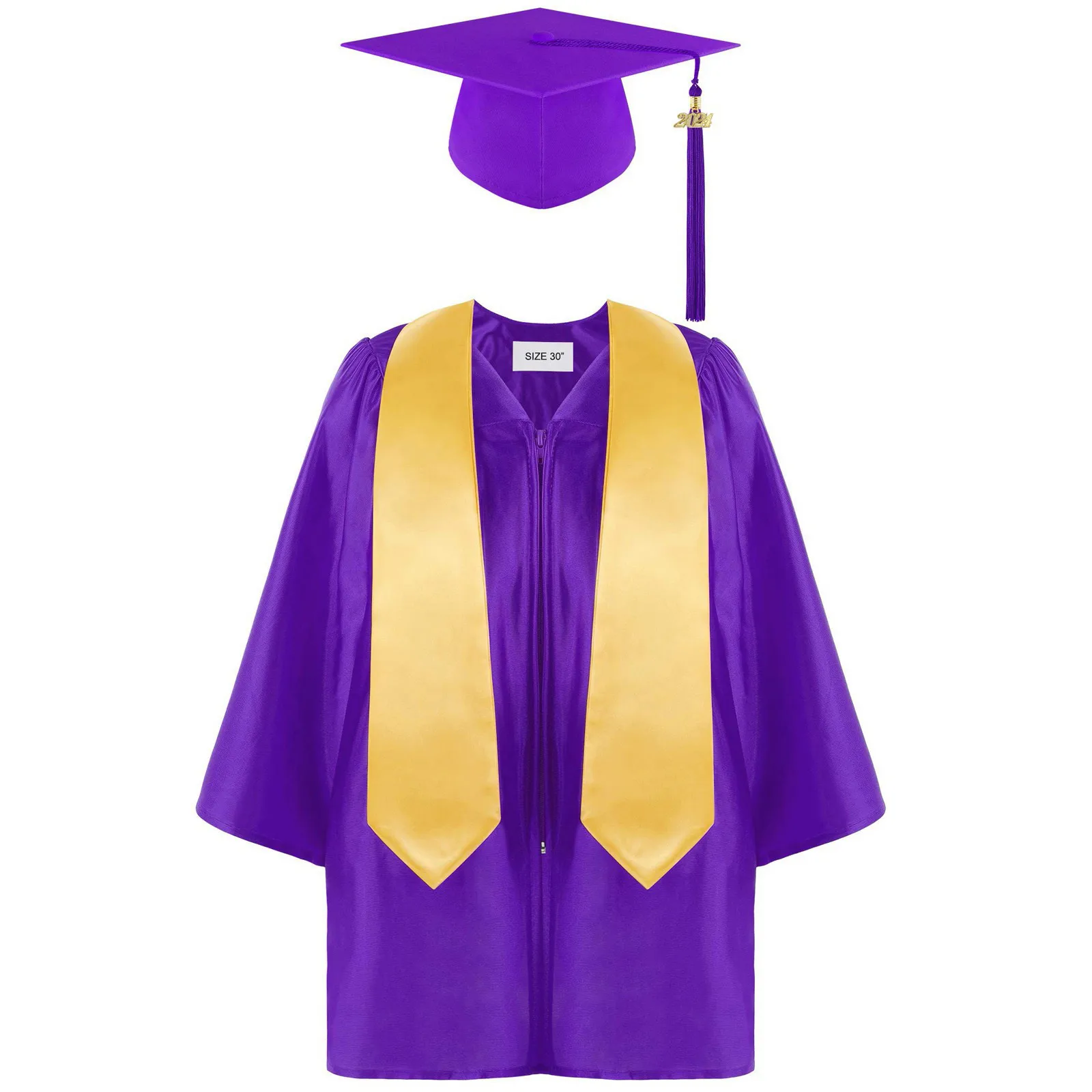 Children Kids 2024 Preschool Kindergarten Graduation Gown Shawl Cap Set Children's academic Dress Uniform Boys Girls Outfits