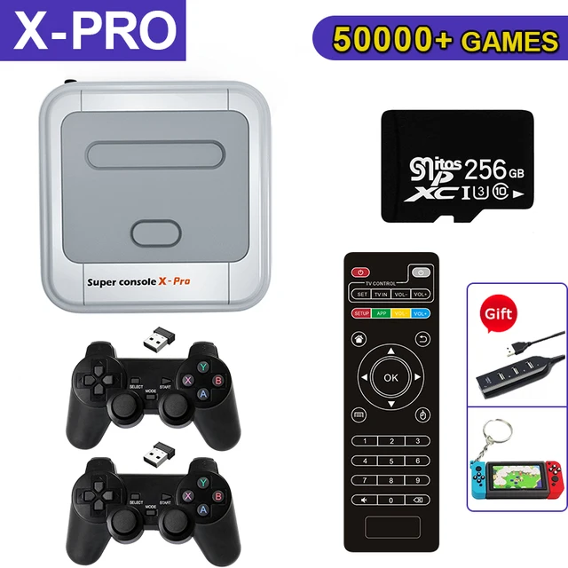 레트로 와이파이 슈퍼 콘솔 X 프로 4K HD TV 비디오 게임 콘솔, PS1, N64, DC용, 50000 개 이상의 게임, 2.4G 무선 컨트롤러 포함