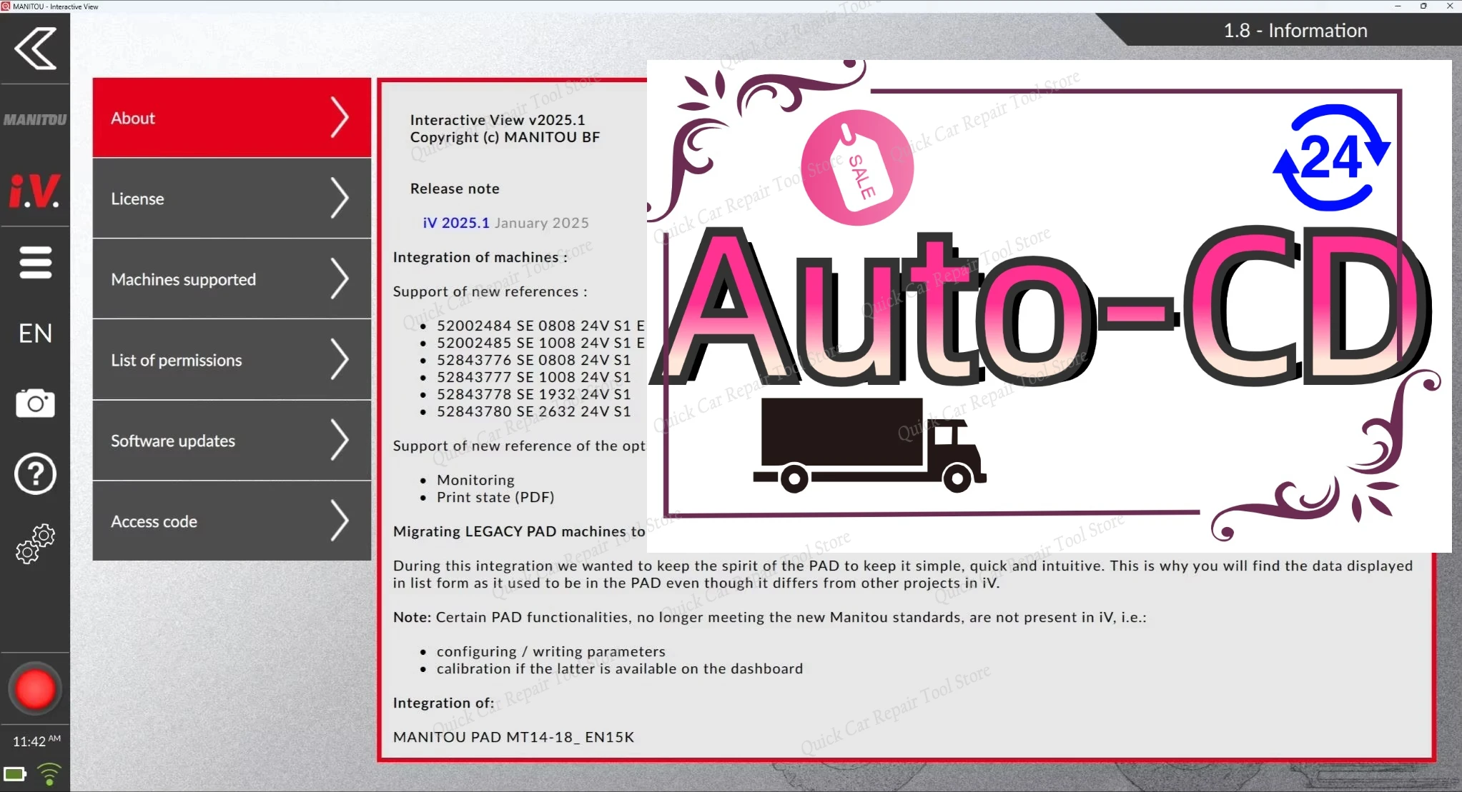 AutoCD for Manitou IV Diagnostic 2025 KIT