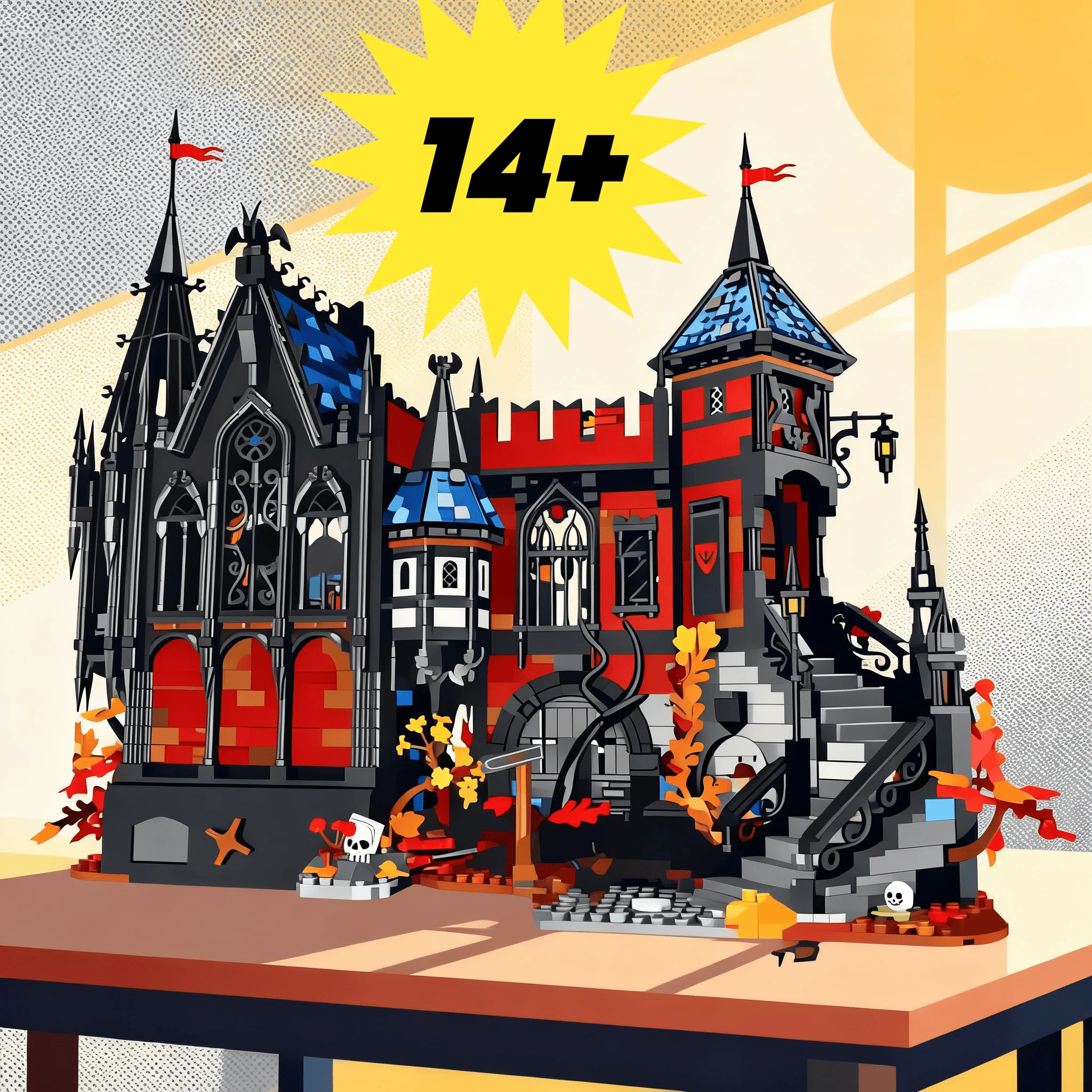 

2026 new MOC home decoration interesting black castle large-scale difficult building model brick assembly toy creative gift holi