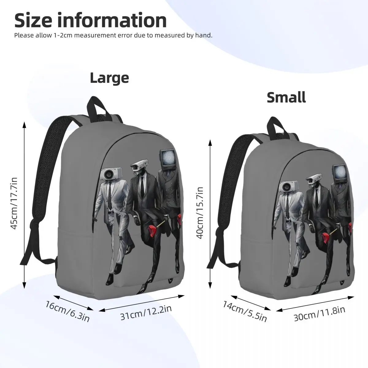 Skibidi-Mochila para Estudante do Ensino Fundamental, Cameraman Speaker, Bookbag para Homens e Mulheres, Schoolbag, Gift