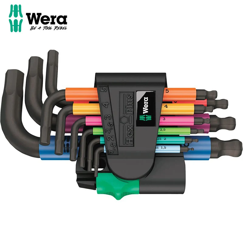 WERA 05133164001 950/9 Hex-Plus Multicolour 2 L-Key Set Metric BlackLaser 9 Pieces exagonal L-Shaped Wrench