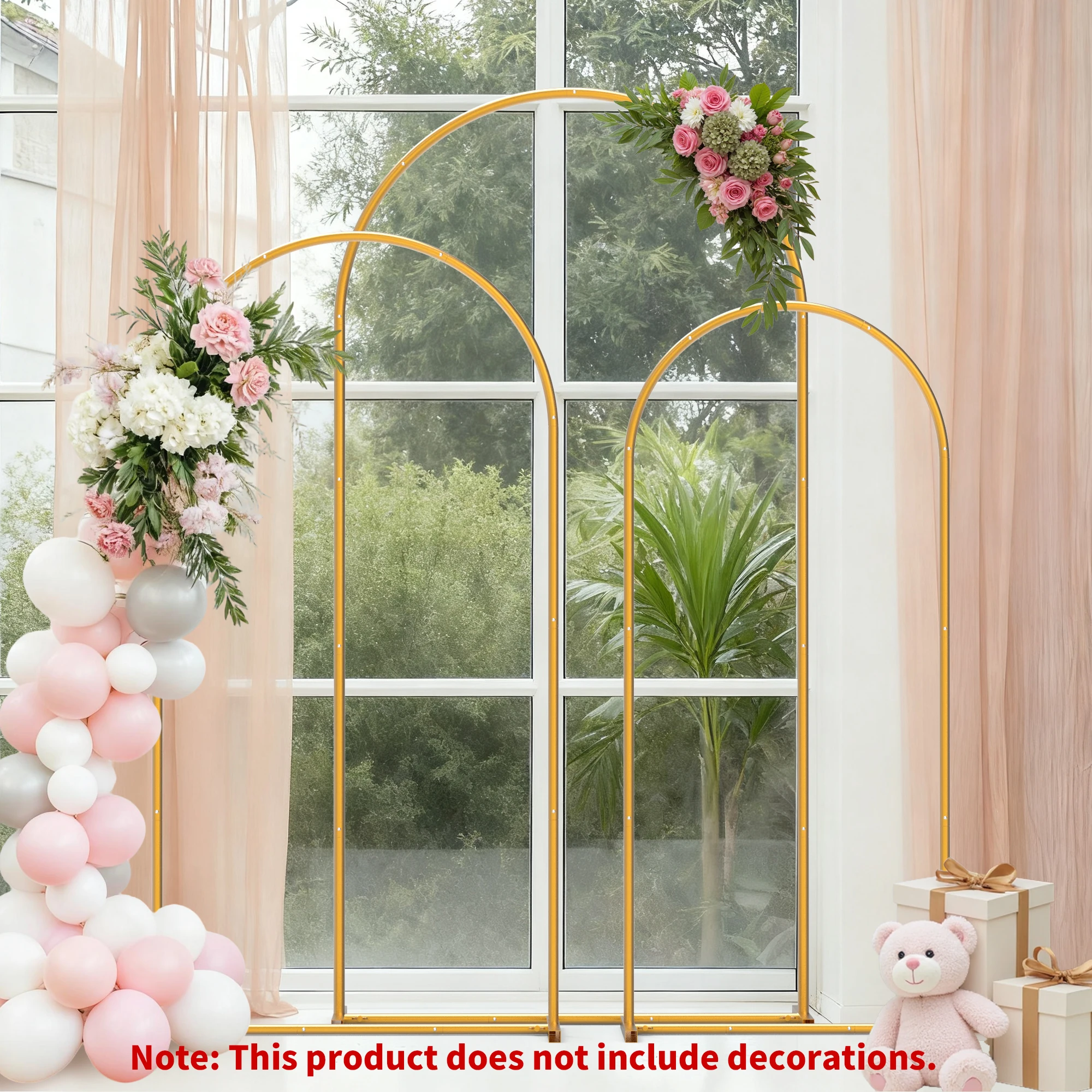 

Набор из трех металлических арок (1.8м, 2м, 2.2м), золотая арка-стенд для декора, для свадеб, детских праздников, дней рождения, садов