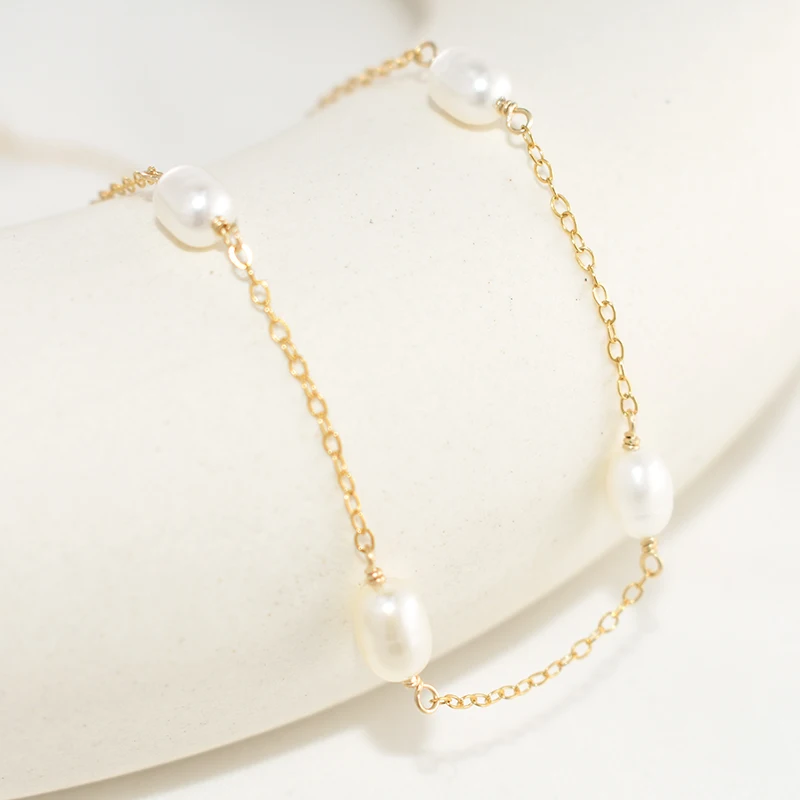14K Gold Filled/925 Silver Natural Pearl Necklace Handmade Necklace Choker Pendants Collier Femme Kolye Collares Boho Jewelry
