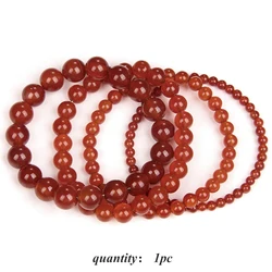 1PC Red Agates Bracelet 4/6/8/10MM Natural Agates Carnelian Stone Bead Stretch Bangle High Quality Jewelry Gift For Women Men