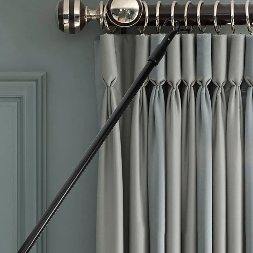 2Pcs Telescopic Curtain Pole Aluminum Alloy Adjustable Extension Rod Smooth Operation Space Saving Retractable for Windows Doors