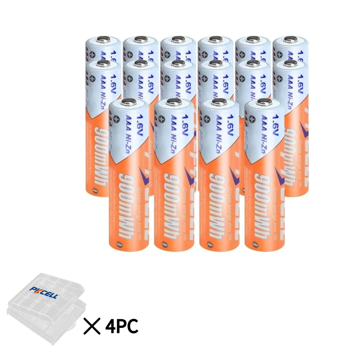 16PCS PKCELL Ni-Zn AAA Rechargeable Camera Batteries 1.6V 900mWh Pre-charged NIZN Battery for Toys Remote Control Flashlight