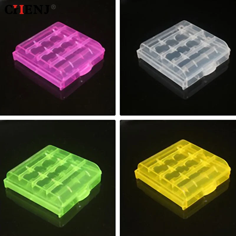 Picture 3: Battery Box Coloful Battery Holder Case 4 AA AAA Hard Plastic Storage Box Cover For 14500 10440 Battery Organizer Container