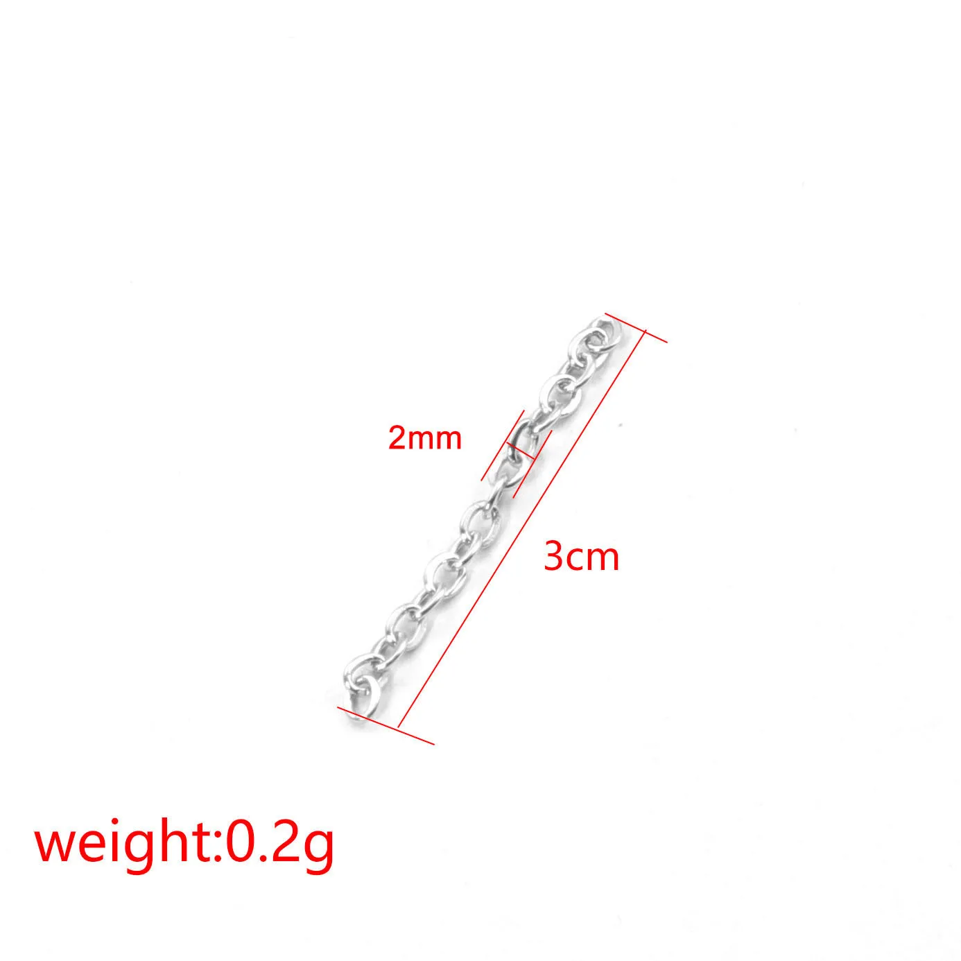 JOSilver-Extension de queue arc-en-ciel en métal pour document, acier inoxydable, vente en gros, 3cm, 50 pièces