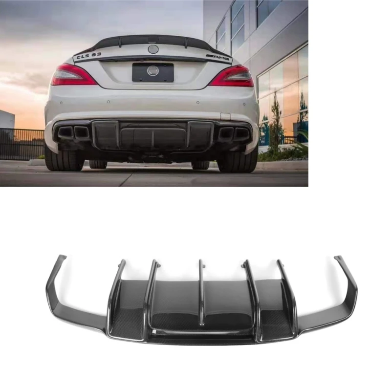 For Mercedes Benz CLS Class W218 CLS63 AMG 2012-2018 R style Real Carbon Fiber Diffuser Without LED Light W218 Diffuser