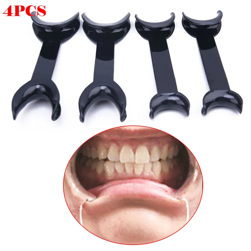 Tandheelkundige apparatuur Tandheelkundige lipwangretractor Mondopener Orthodontische apparatuur Helder/zwart T-vormige lipoprolmechanismen 4 stuks