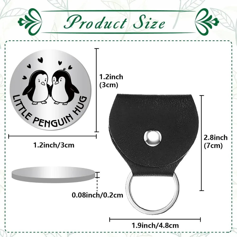 Penguin Pocket Hug Token Long Distance Keepsake Stainless Steel Token Social Relationship Double Sided Words making kit