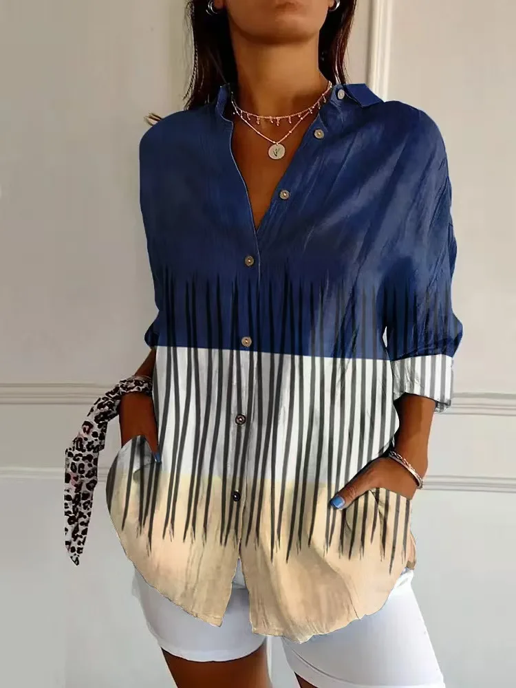 2025 new women's shirts Summer European and American hot-selling trend half-sleeved shirts printed 3D shirts