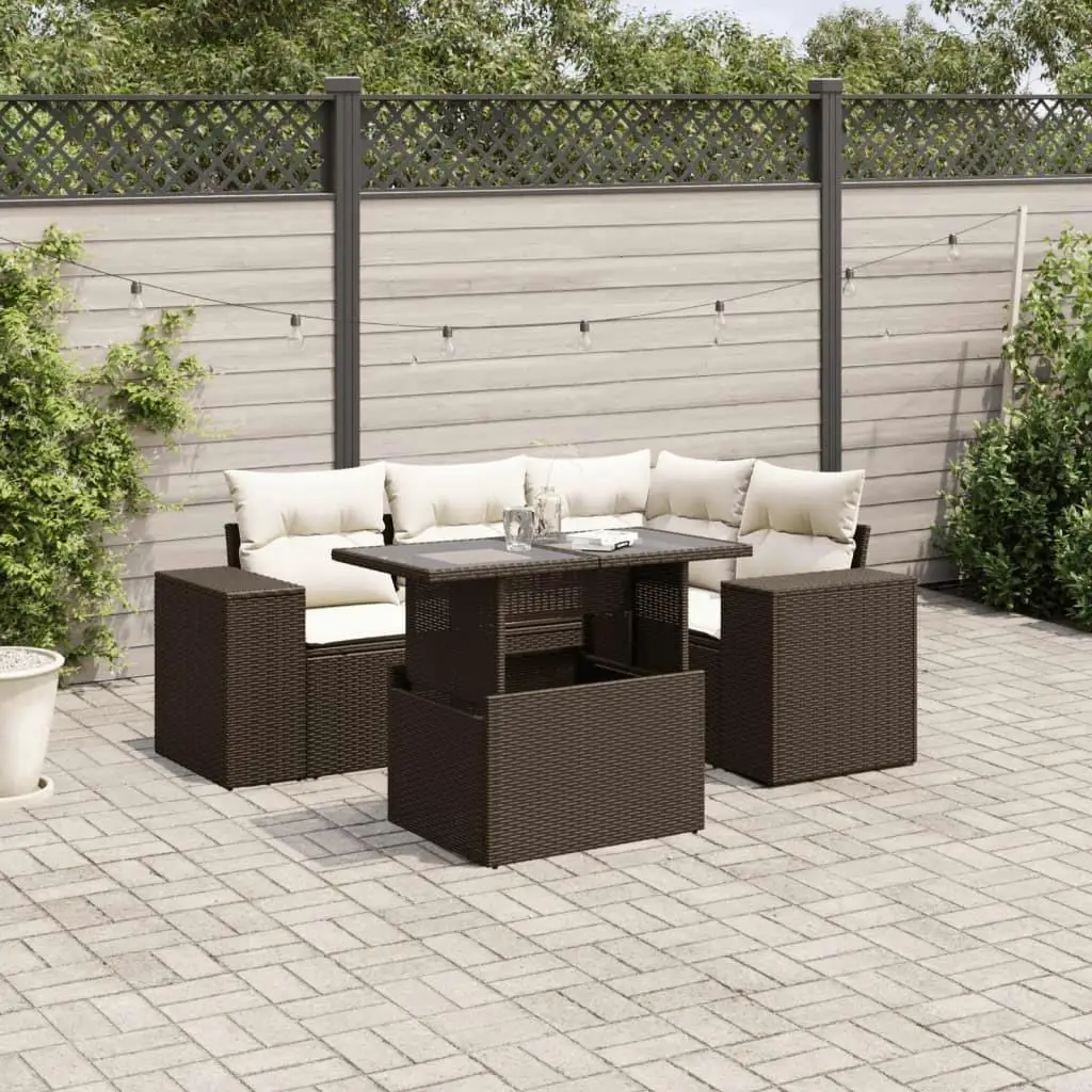 

Comfortable Brown and Cream White Garden Sofa Set Outdoor Seating Furniture Stylish Patio Lounge Set