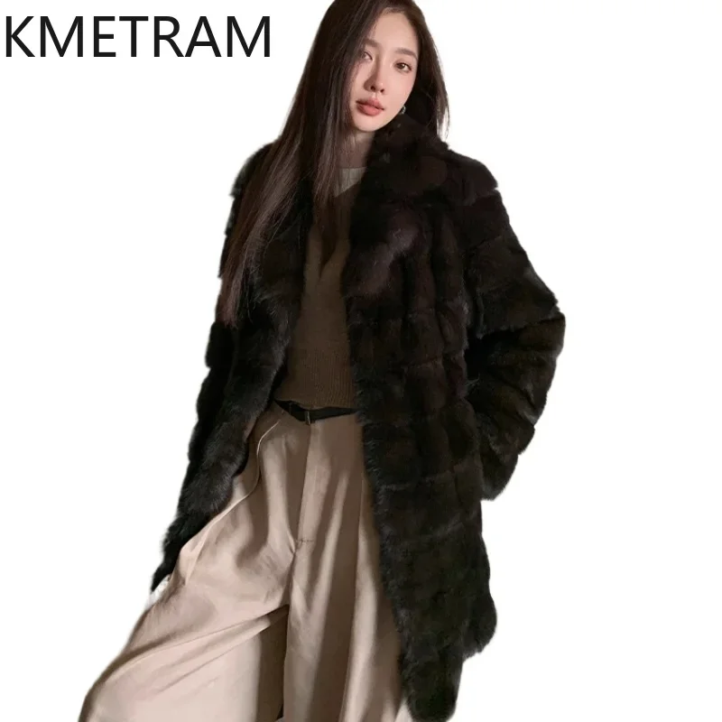 Natural Sable Fur Jacket Luxury Long Fur Coat Women High Quality Jackets for Winter 2024 Fashion Womans Clothing шуба женская