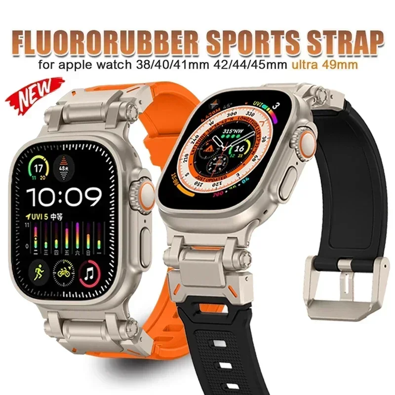 

Rubber Strap For Apple Watch Band Ultra 2 1 49mm 45mm 44mm 42mm Soft Sport Band For iWatch Series 9 8 7 6 5 Bracelet Accessories