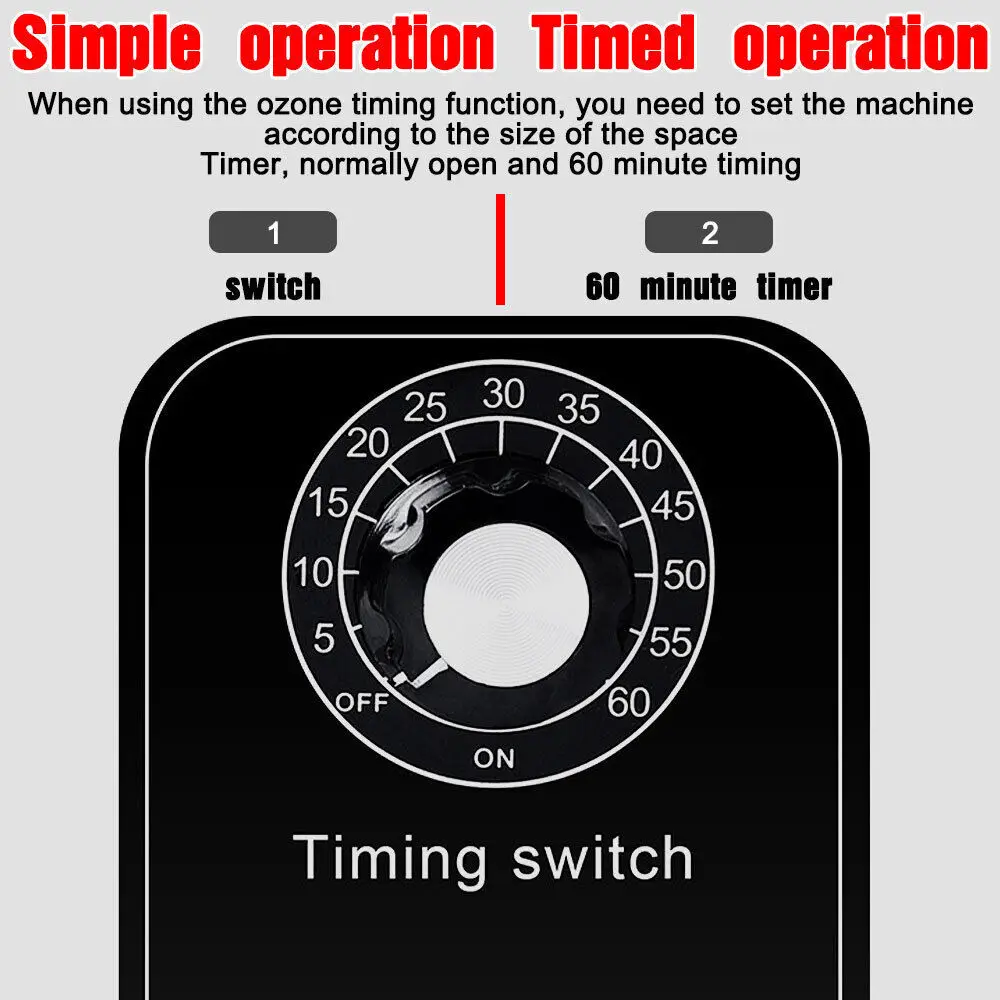 공기 청정기 오존 발생기 220V 60g/h 공기 청정기 홈 오존 발생기 휴대용 오존 오존 발생기 타이밍 스위치가있는 O₃ 발생기