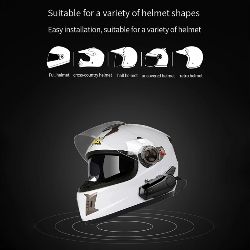 BT5.0 Motorcycle Headset Intercom Interconnection Headset Outdoor Riding Helmet Headset With DSP+CVC Noise Reduction Function