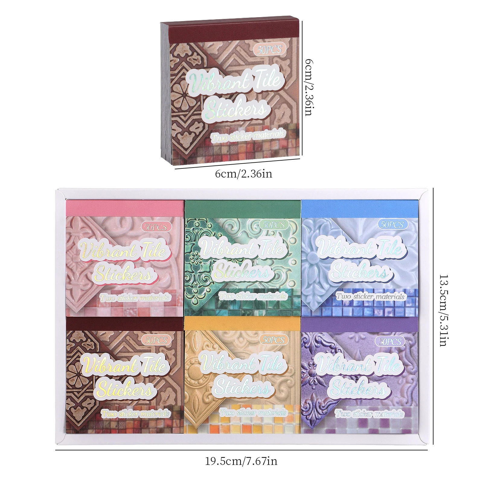 1Box Holographic Foil Stickers 6 Assorted Colorful Floral Tile Prints for Journaling Scrapbooking Gift Wrapping Stationery view 6
